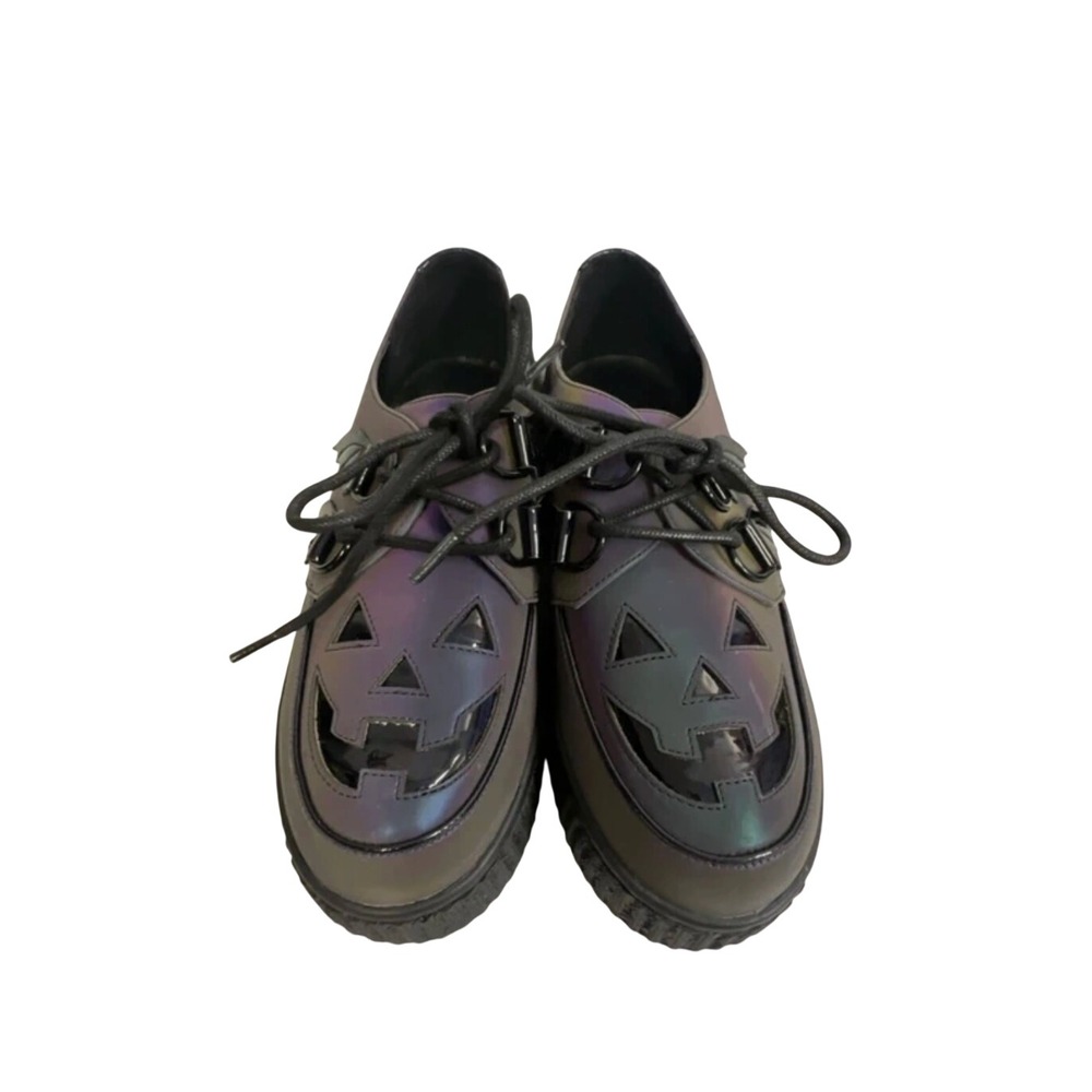 Strange Cvlt Krypt Scary Jack-O-Lantern Shoes Iridescent Creepers Size 10